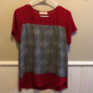 Dahlya Color Block Short Sleeve Blouse